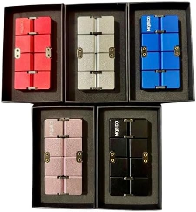 Mogico Premium Aluminium Infinity Cube, Metal Fidget Toy for Stress Relief and Focus (Black) - Pink image number 5