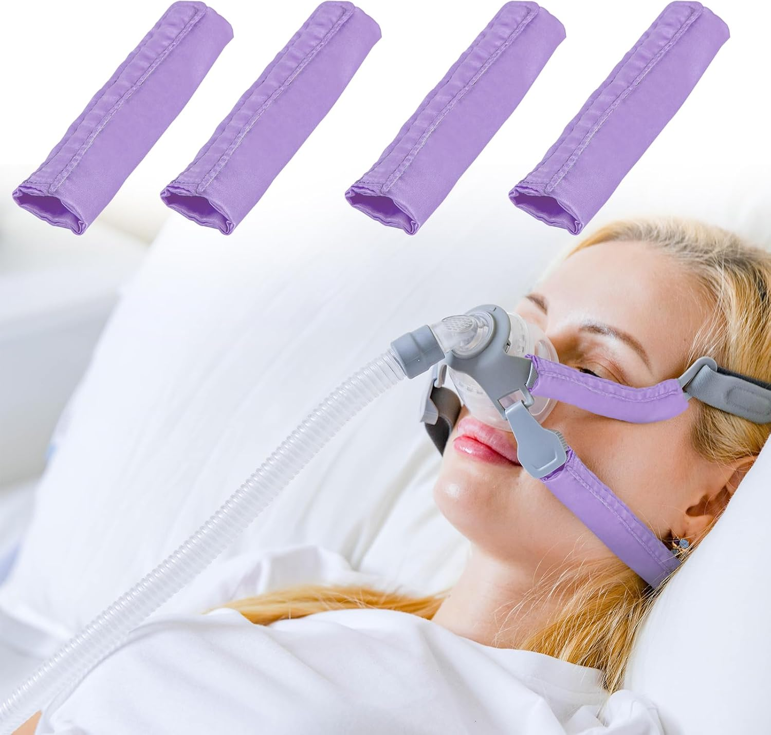 4 Pack Satin Mask Strap Covers, Universal and Reusable Comfort Pads, Face Cushion Cover for Strap Headgear, C P a P Accessories & Supplies Mask Cover Headgear Pads for Reducing Red Marks