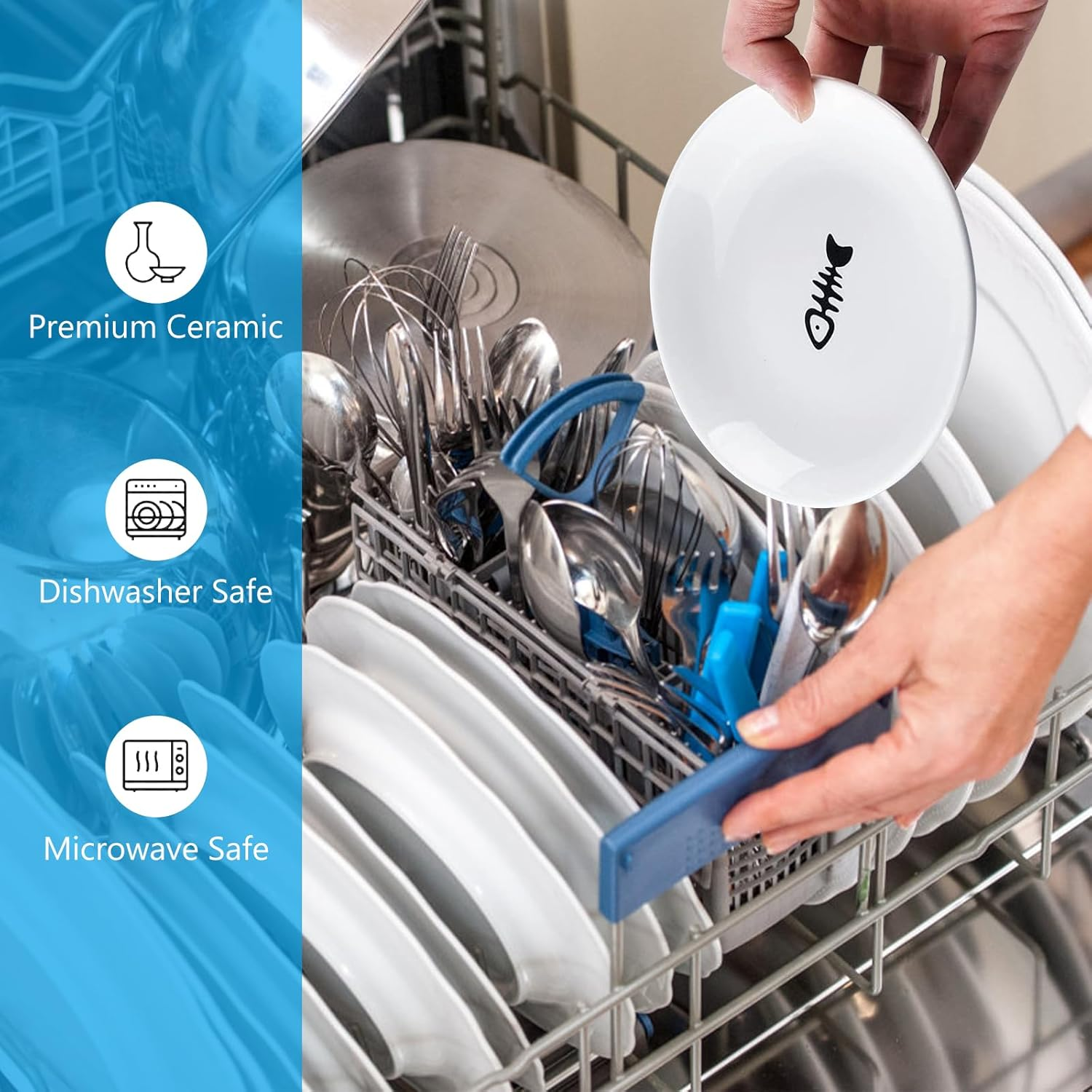 Cat Bowl Ceramic Cat Bowl Feeding Bowl: Pack of 6 Cat Bowls Ceramic Feeding Bowl Cat Feeding Bowl Cat Bowl Cat Bowl Flat Ceramic Cat Food Bowl Water Bowl image number 2