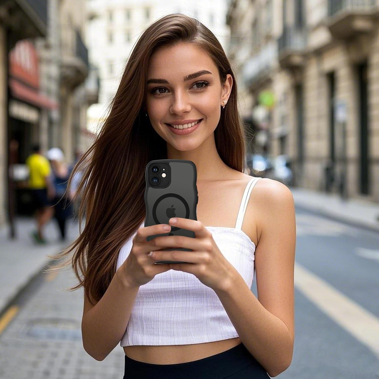 BENTOBEN Magnetic for Iphone 11 Phone Case,Iphone 11 Case [Compatible with Mag Safe] Curly Wavy Magnetic Translucent Matte Slim Shockproof Anti-Fingerprint Protective Cover for Iphone 11 6.1&rsquo;&rsquo; Black image number 1