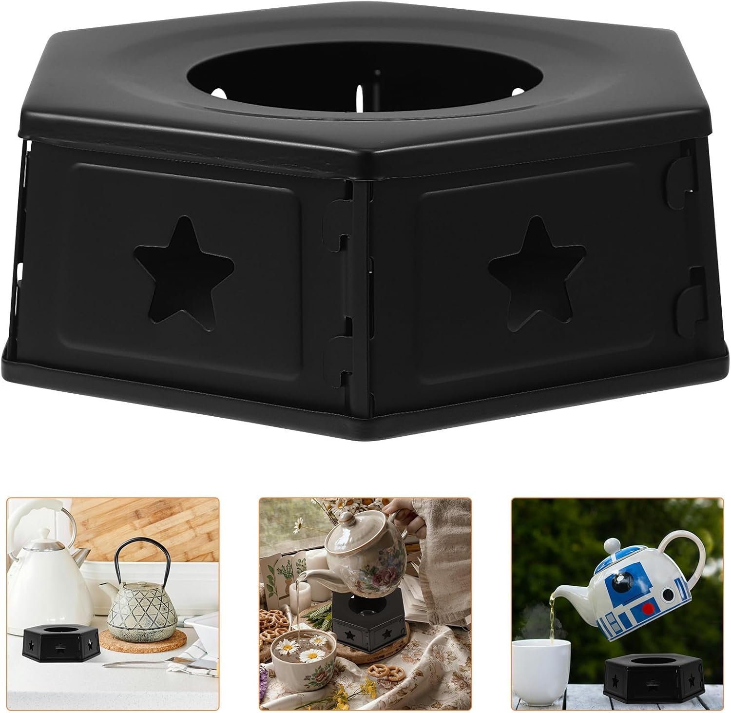 GETAJGHSD Portable Stainless Steel Teapot Warmer Base with Detachable Design, Household Metal Teapot Heater for Tea Warming, Suitable for Coffee and Tea Cups image number 3