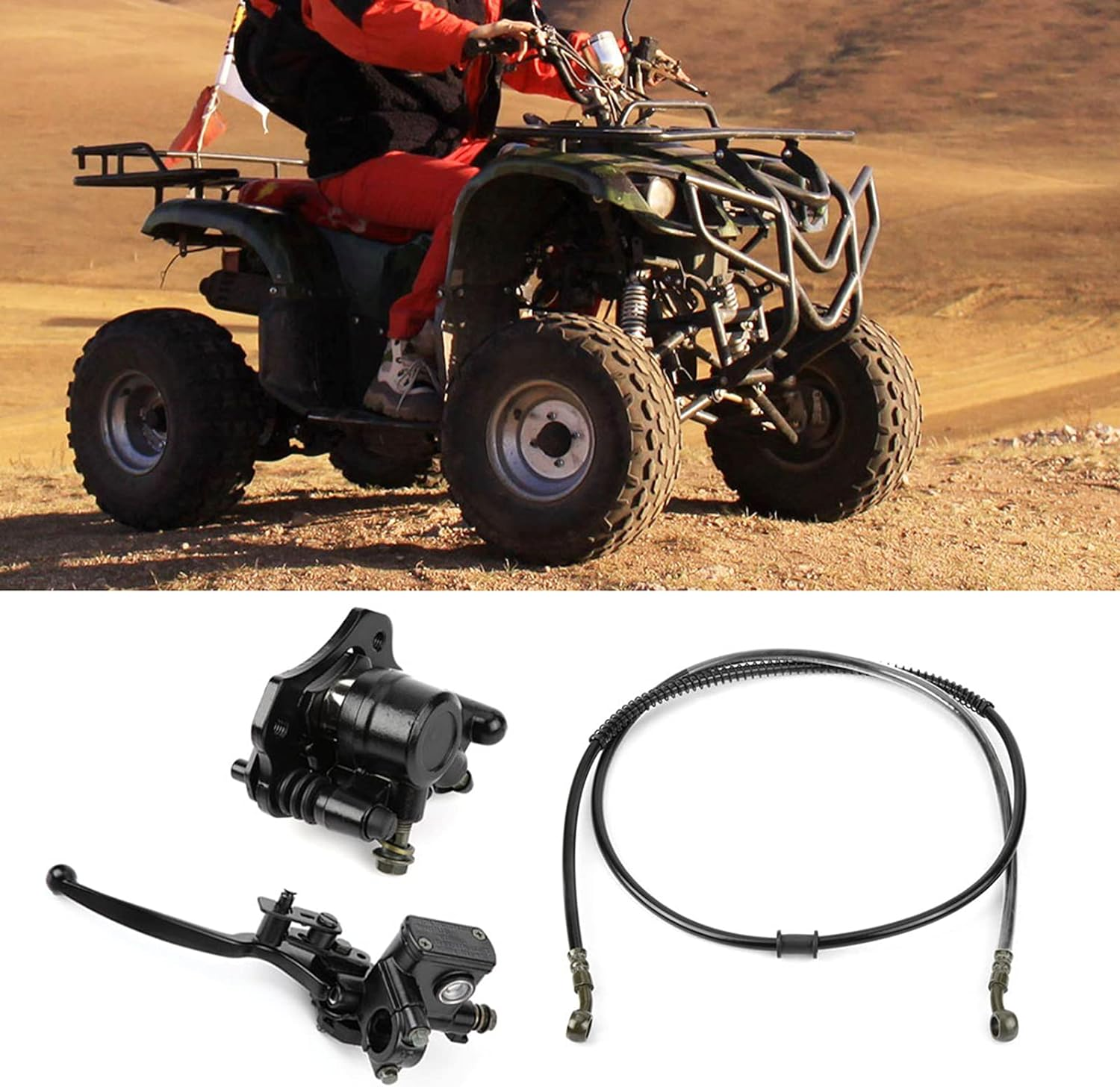 Hydraulic Brake Kit, Hydraulic Rear Disc Brake Caliper System with Pads for Quad Dirt Bike ATV image number 3