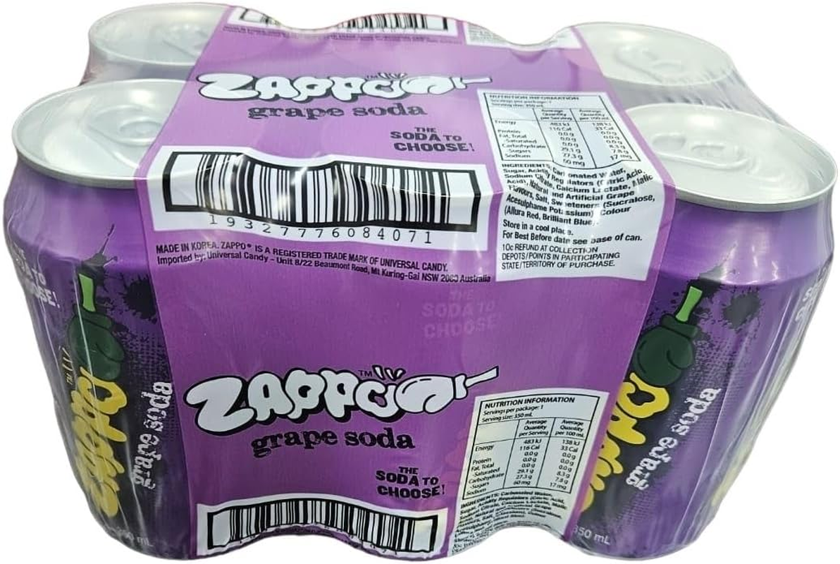 ZAPPO Grape Flavoured Soda - 350Ml (Bulk Pack of 12 Cans) image number 4