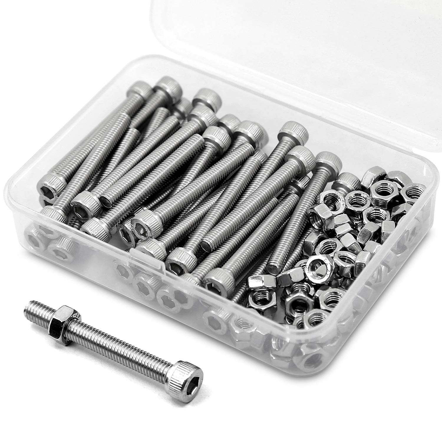 (40 Sets) M5 X 30Mm Bolts and Nuts Kit Socket Head Cap Screws AISI 304 Stainless Steel (18-8),Full Thread, Bright Finish image number 1