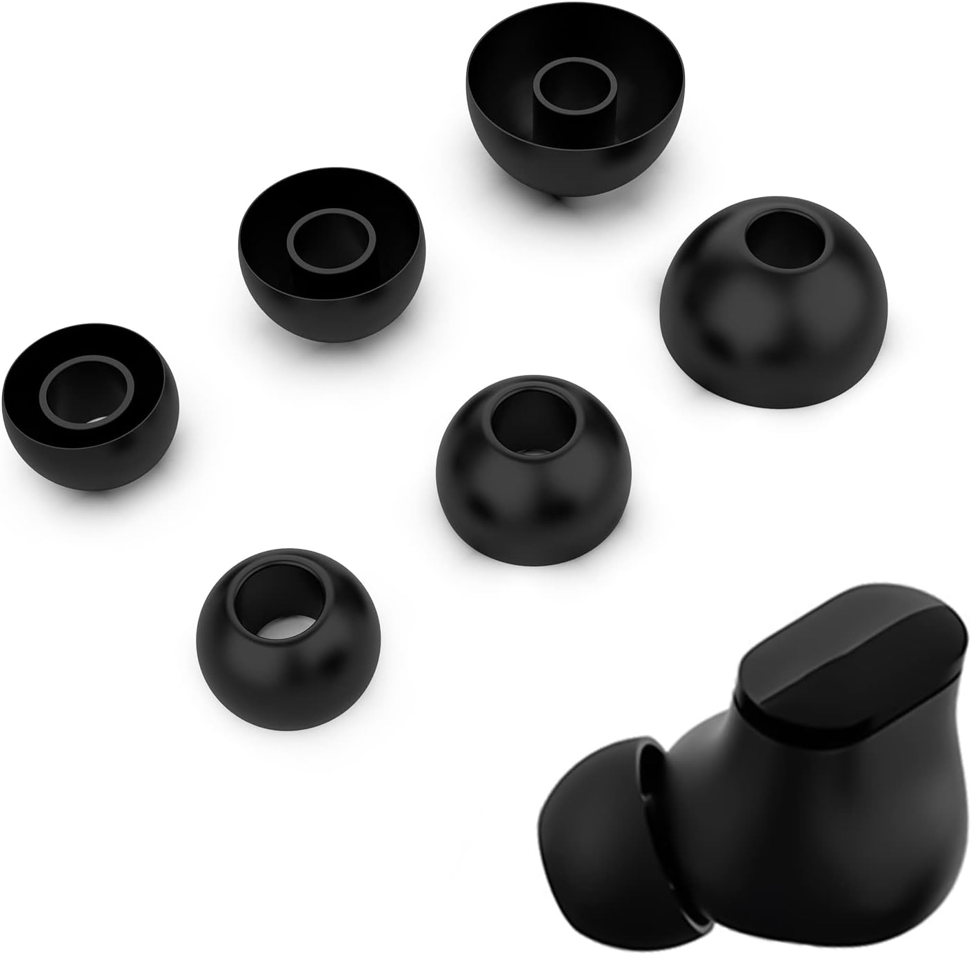 Replacement Silicone Ear Tips Compatible with Beats Fit Pro & Beats Studio Buds, Soft Eargels Earbuds Covers, 3 Pairs (S/M/L) (Black)