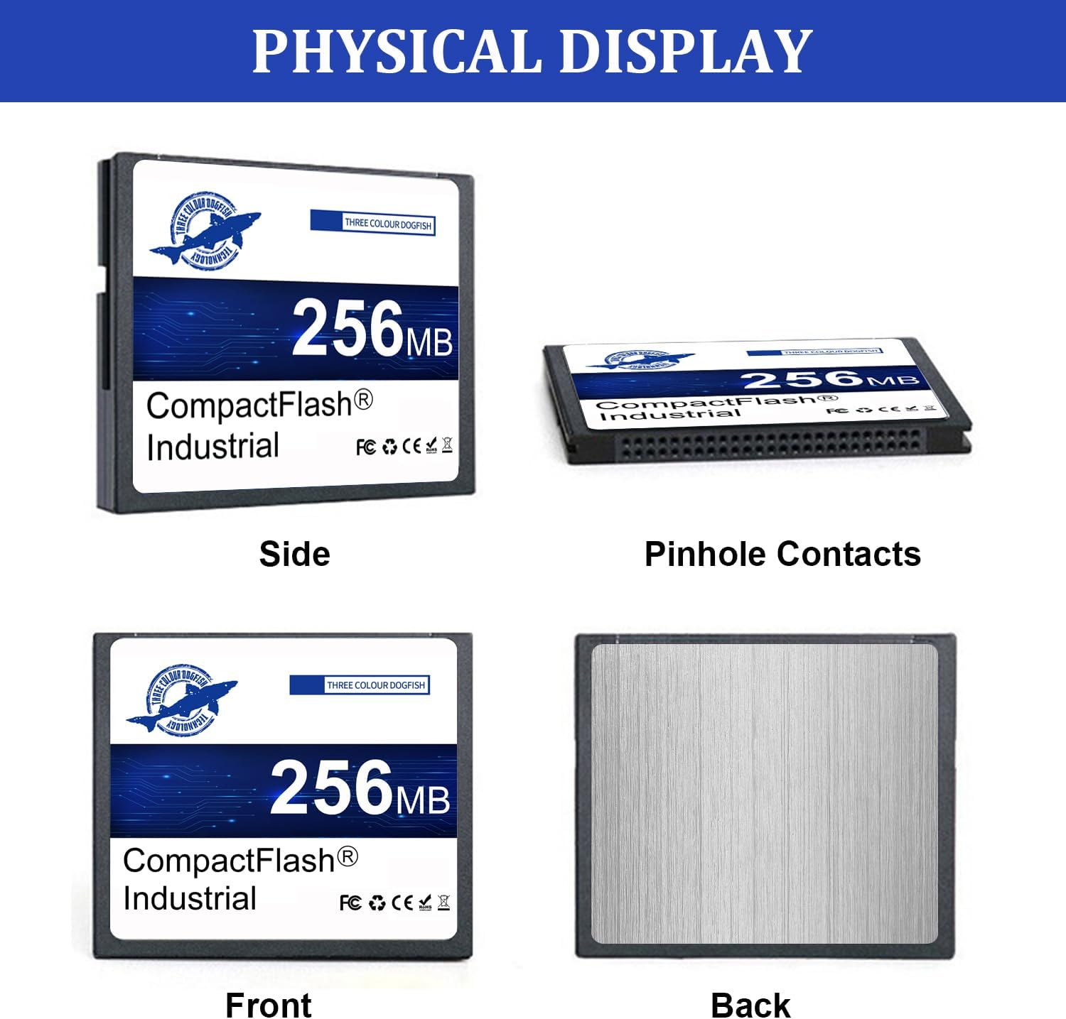 Dogfish Compact Flash Memory Card 256MB 5 Pack High Performance Industrial CF Type I Card FAT16 for Industrial Equipment and Vintage Digital Cameras image number 3