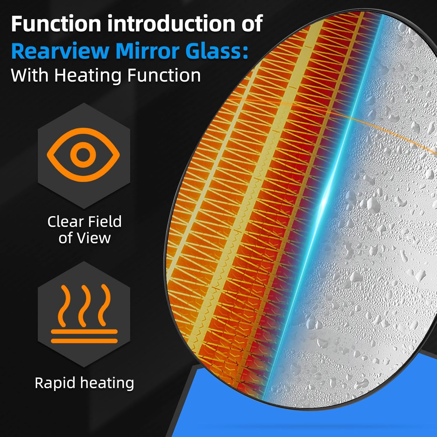 Right Side Mirror Replacement for Mini Cooper 2007 2008 2009 2010 2011 2012 2013 2014 2015 - Right Side Mirror Glass, Rear View Mirrors Glass with Power Heated image number 2