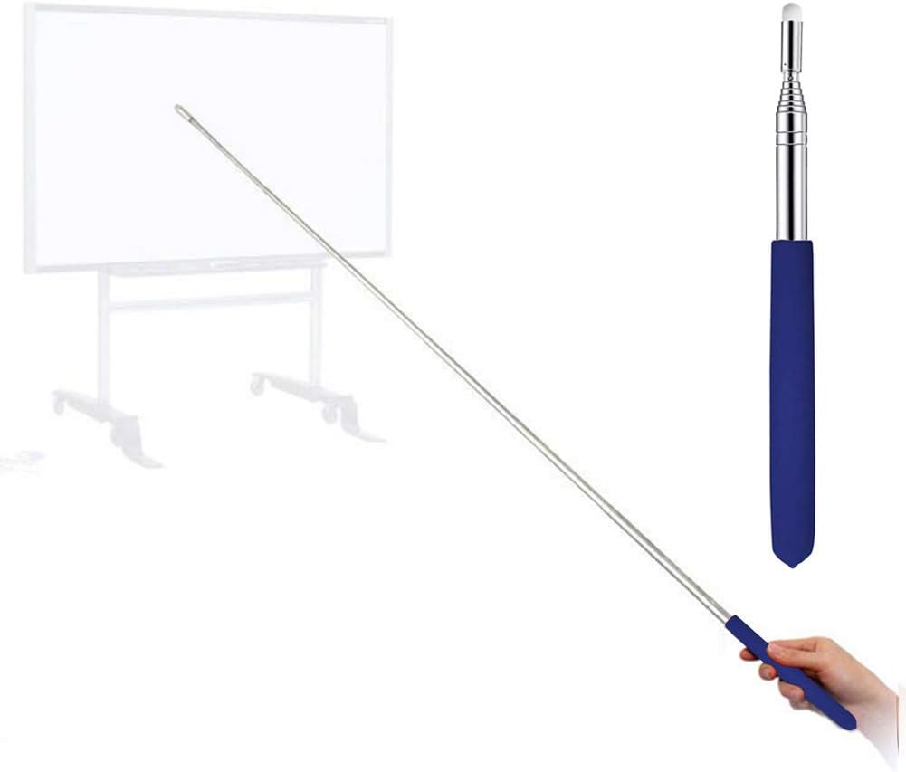Pointer - Teachers Pointer - Teaching Pointer - Hand Pointer Extended Length, Presenter Whiteboard Pointer, Black Matte with Chrome Trim (Felt Blue) image number 6