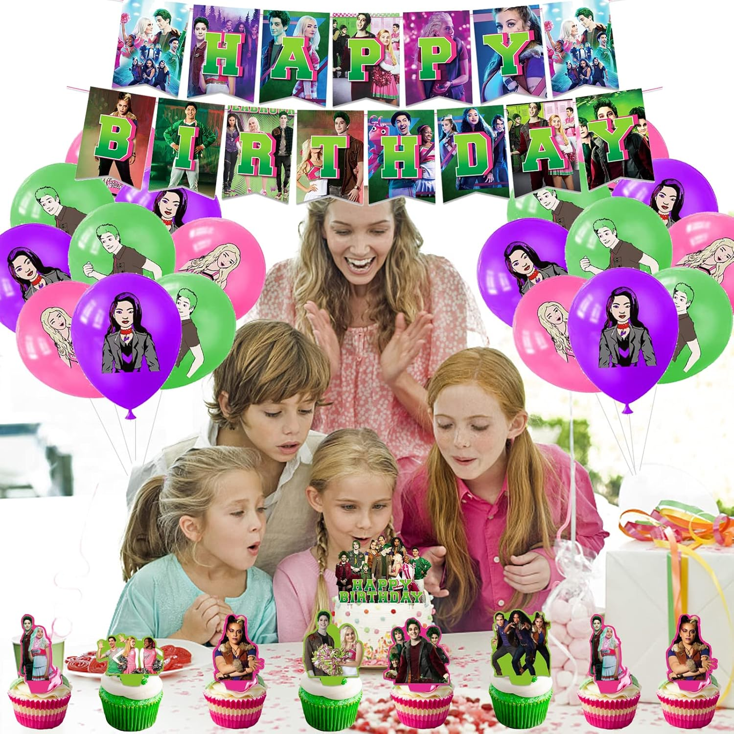 Dinoeye Zombie Green Zombie Balloons, Cake Topper, Happy Birthday Banner Birthday Party Decoration Pack image number 6