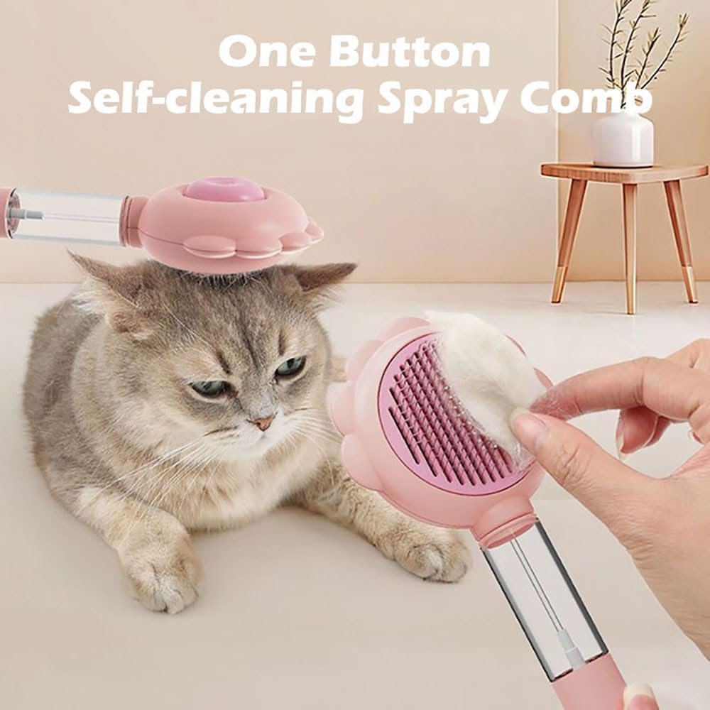 Self-Cleaning Spray Cat Brush for Shedding, Deshedding Dog Spray Brush with Water Spray & One-Click Hair Release for Long/Short Haired Animals (Pink) image number 5
