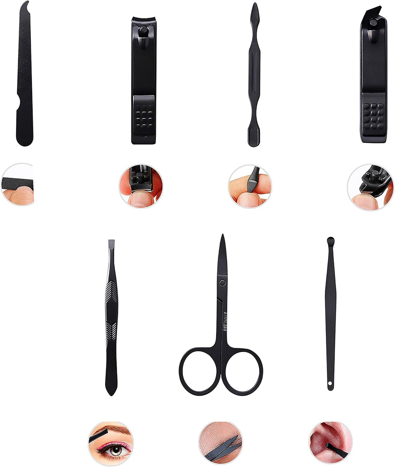 BLACKROX Nail Case Manicure Pedicure Set Comparison Winner Set for Men and Women, 7-Piece Care for Hands and Feet (Blue) - Red image number 4