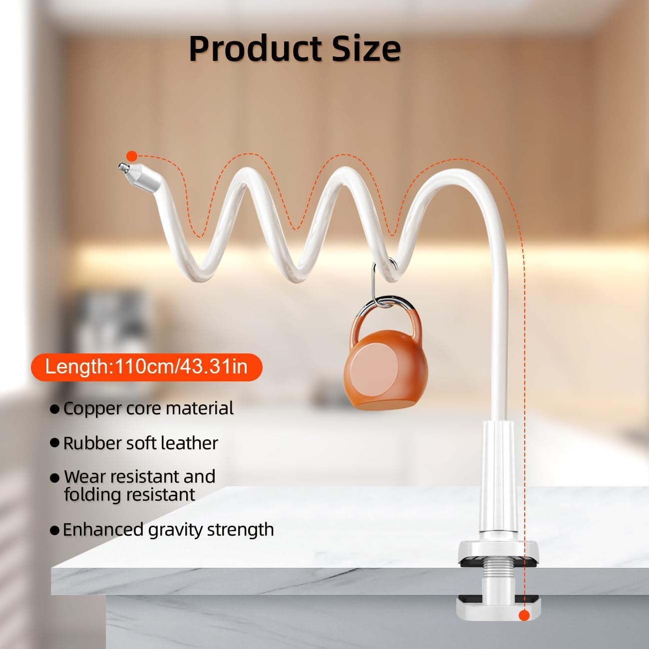 Baby Monitor Holder,1.1M Baby Monitor Camera Stand,Baby Camera Mount,No Drilling Required,Universal Adjustable Gooseneck Mount,Compatible with Arlo,Hello Baby & Most Monitor Cameras with 1/4 Screw image number 6