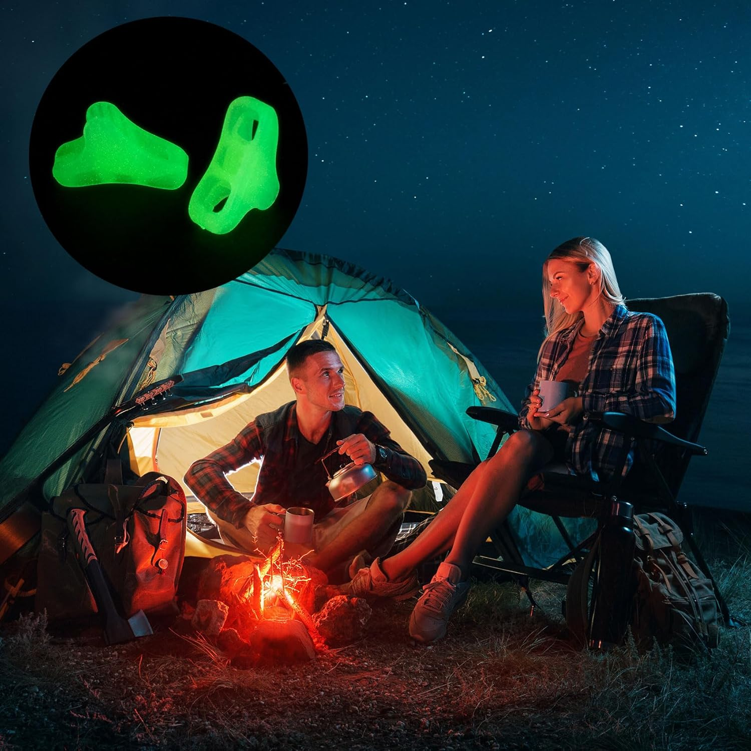 30 Pack Ultralight Fluorescent Guyline Tensioners Tent Rope Tighteners Guy Lines Cord Rope Adjuster for Outdoor Camping Hiking Tarp Canopy Shelter image number 4