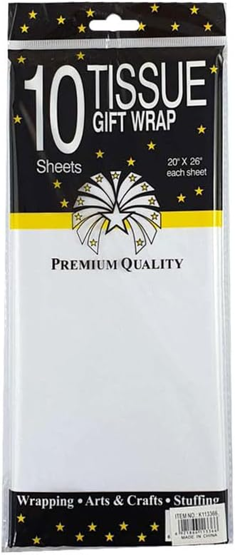 Lylac Gift Wrap Tissue Paper 10 Piece Set, 66 Cm X 50 Cm Size, White image number 1