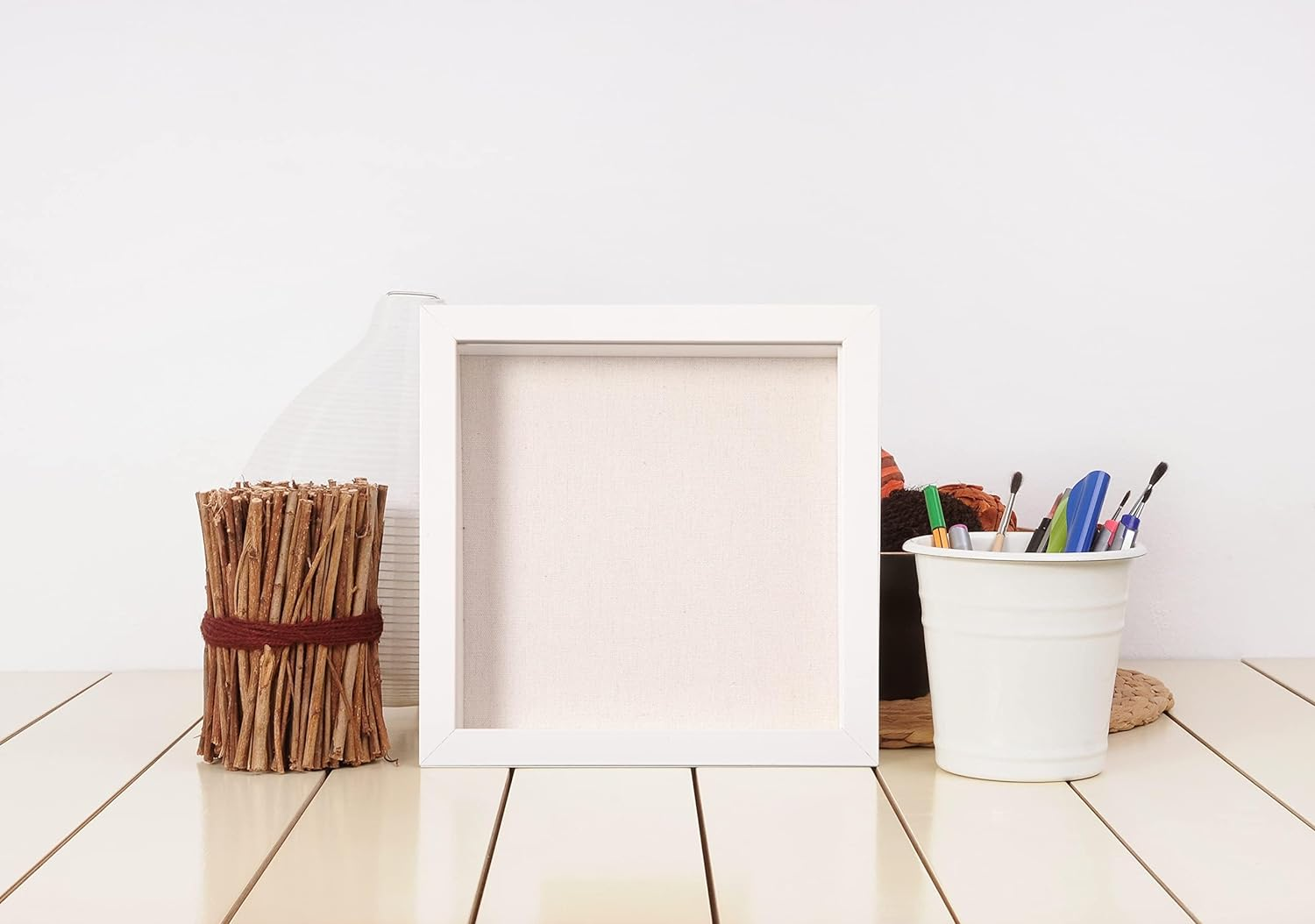 DEMAIKE Shadow Box Picture Frame Real Glass Display Case Deep Wood Photo Frame with Linen Backboard for Tickets,Memeory,Pictures,3Pcs 8X8 Inch White image number 6