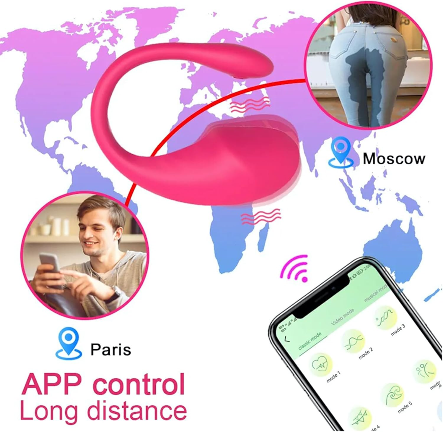 Wearable Panty Bullet Egg Plug Vibrator with App Control - Heart Butterfly Clitoral G Spot Dildo Vibrator, 10 Modes, Vibrating Clitoral Stimulator Massager, Adult Sex Toy for Women and Couples (Pink)