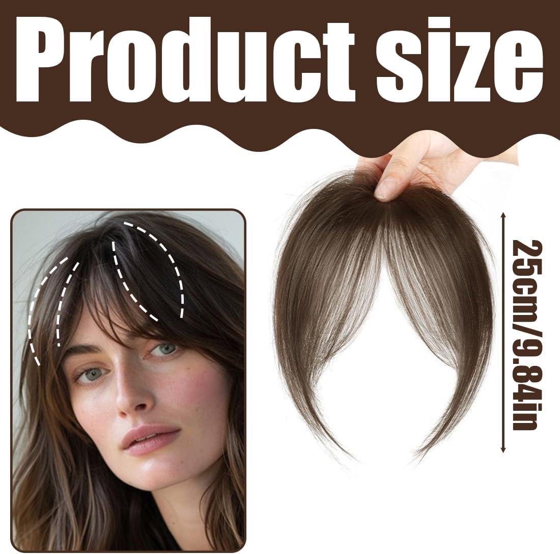 RTRTGS Clip-In Fringe Human Hair Extensions, Flat Face Fringe with Fringe Hairpieces for Women, Fake Bangs, Bangs, Pony Hairpiece, Real Hair image number 5