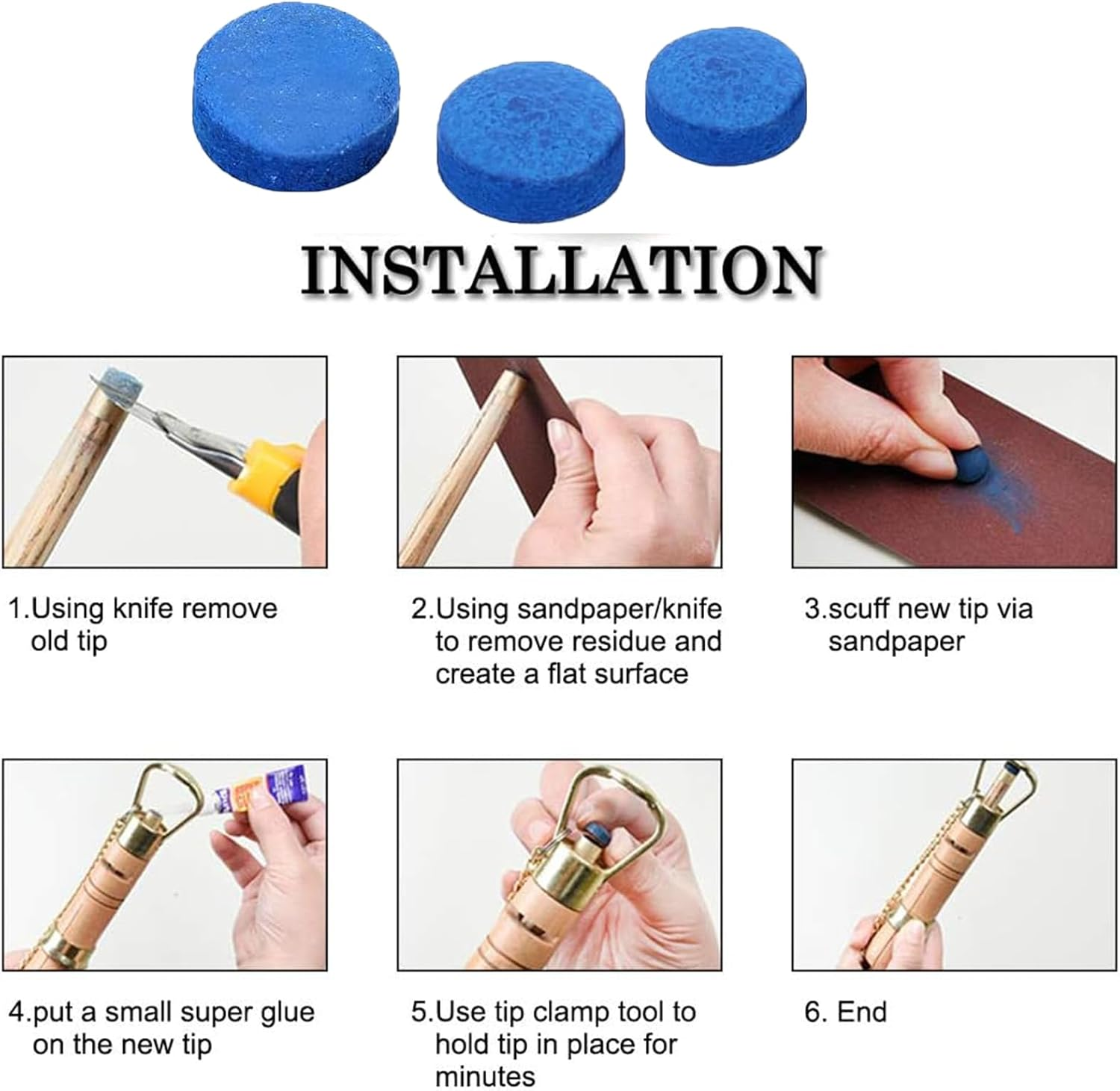 Yeanifeana 15PCS Premium Pool Billiard Cue Tips Replacement Kit, 9Mm/10Mm/11Mm Leather Tips for Pool Cues & Snooker Accessories image number 2