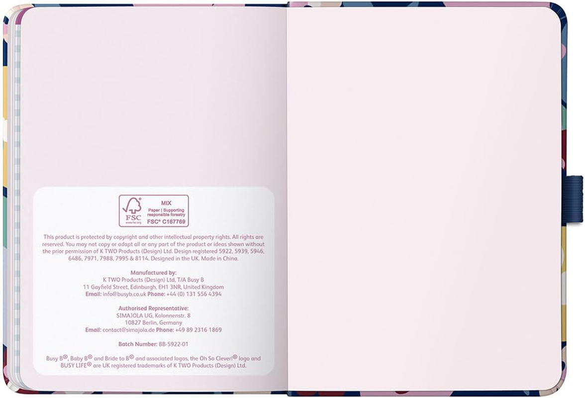 Busy B - A6 Weekly Planner 2026 - Appointment Calendar with To-Do Lists & Note Pages - Compact Diary with Colourful Floral Pattern - Week to View, 3 Pockets & Year Planner - Colourful Flowers image number 3