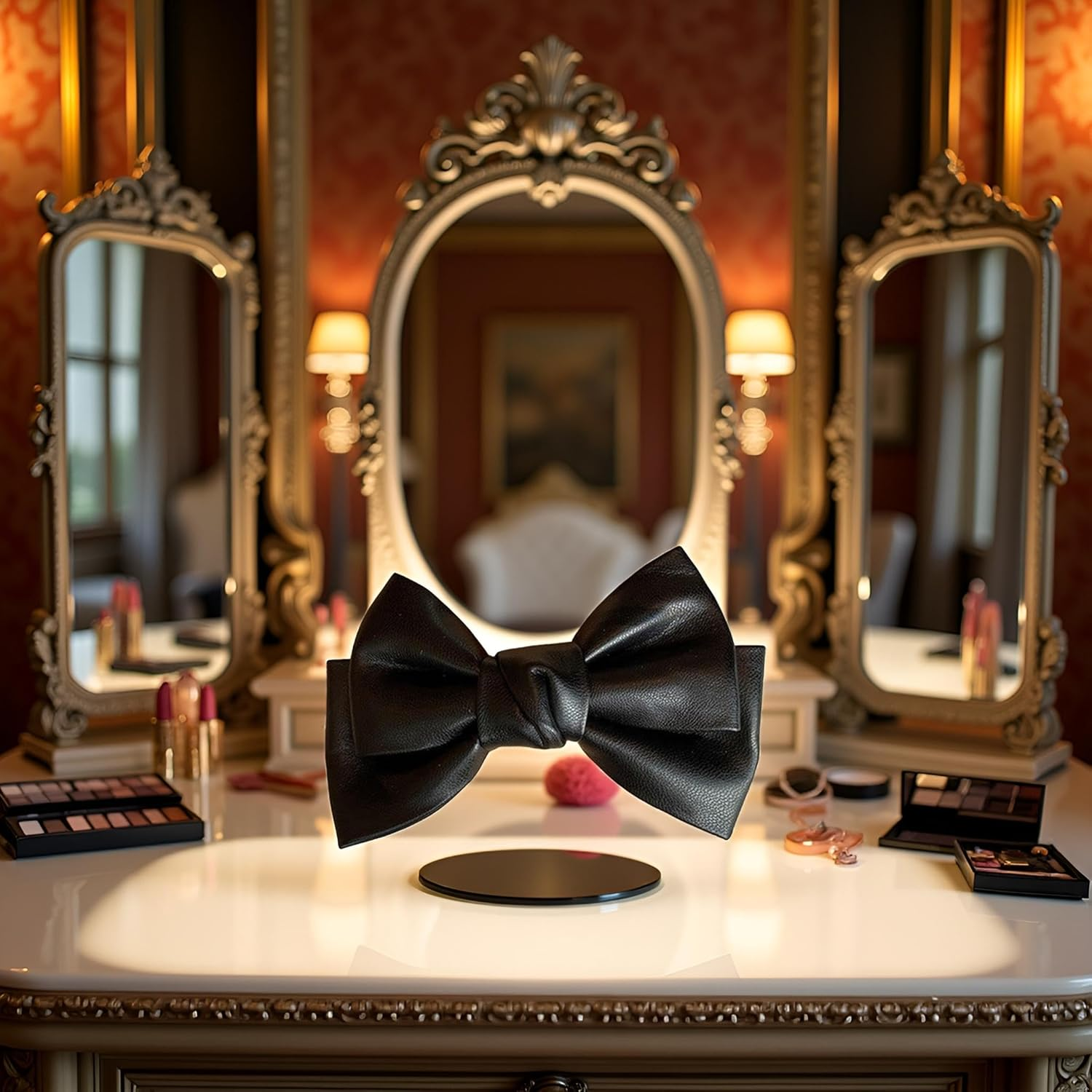 PU Leather Hair Bow Clip, Korean Style Duckbill Barrette, Black Hair Accessories for Women and Girls image number 3