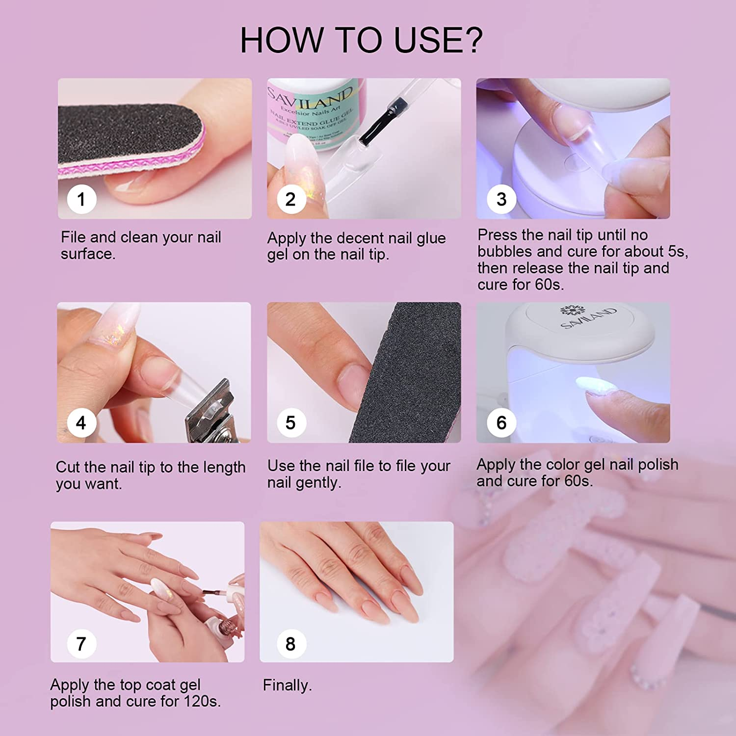 Saviland Mini Nail Lamp, Quick-Dry Gel Nail Lamp 16W, Portable U V Light for Easy and Fast Nail Extension, U V LED Curing Lamp for Manicure Starters DIY Nail Art image number 4