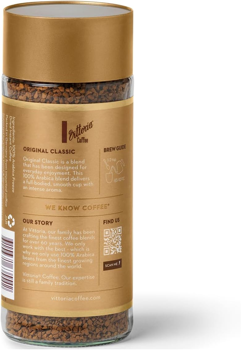 Vittoria Classic Freeze Dried Instant Coffee 100 G (Case of 6)