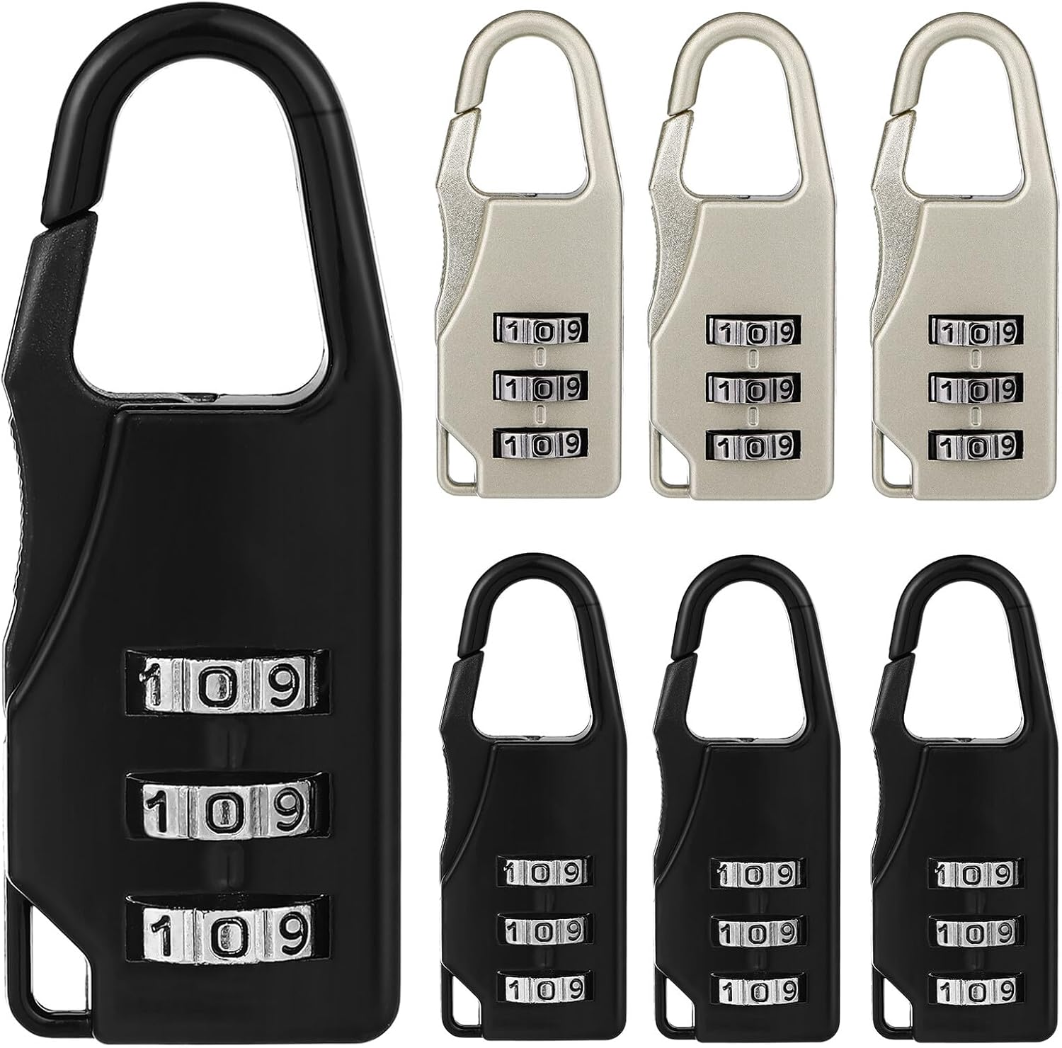 ULDIGI 6Pcs Zinc Alloy Luggage Combination Locks Portable Digital Password Padlocks for Suitcase Backpack Cabinet Black Silver Dial Number Locks for Travel Security image number 5