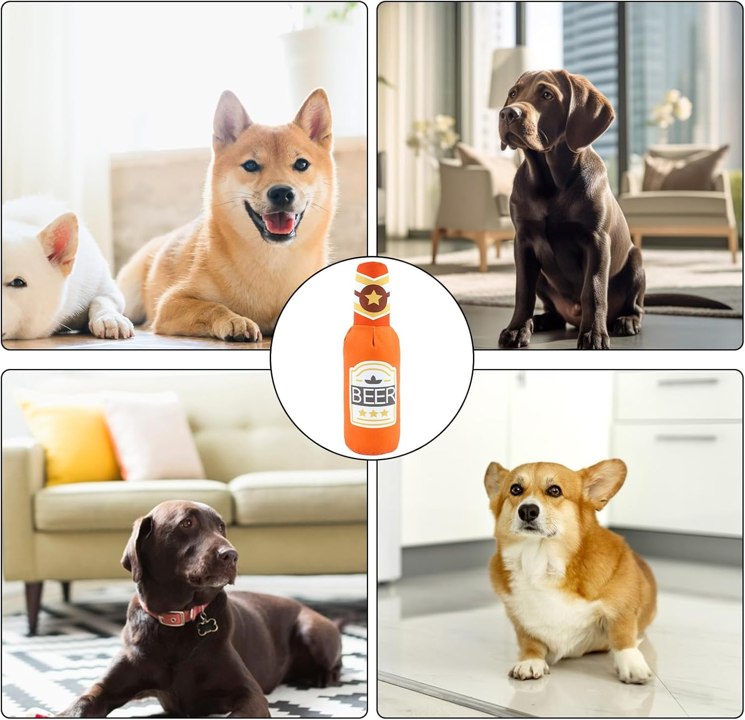 Squeaky Dog Toys, Wine Bottle Dog Chew Toys with Sound Squeaker, Interactive Dog Teeth Cleaning Toy for All Breed Dogs/193 image number 4