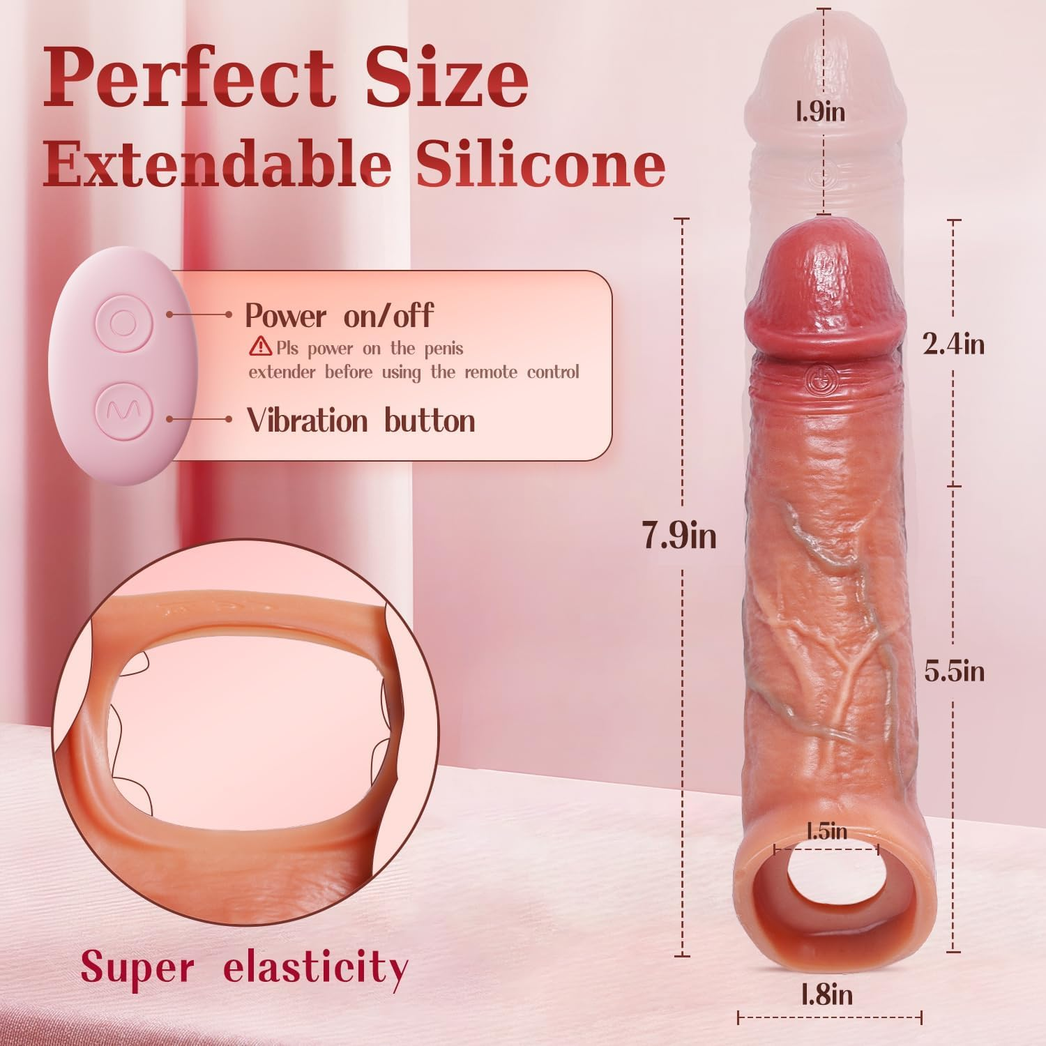 Funflick 4IN1 Penis Sleeve Extender Cock Ring Vibrator - Realistic Adult Male Sex Toys for Men Penis Extender & Thicker, Cock Ring & Thrusting Dildo with 9 Vibrating Modes, App Remote Control BDSM Adult Toys,Silicone & Quiet & Portable & Waterproof Sexual Wellness Products to Enlarge and Improve Sexual Endurance for Men in Bed, Best Strap on Dildo Sent for Her, Him & Couples for Valentines Day image number 1