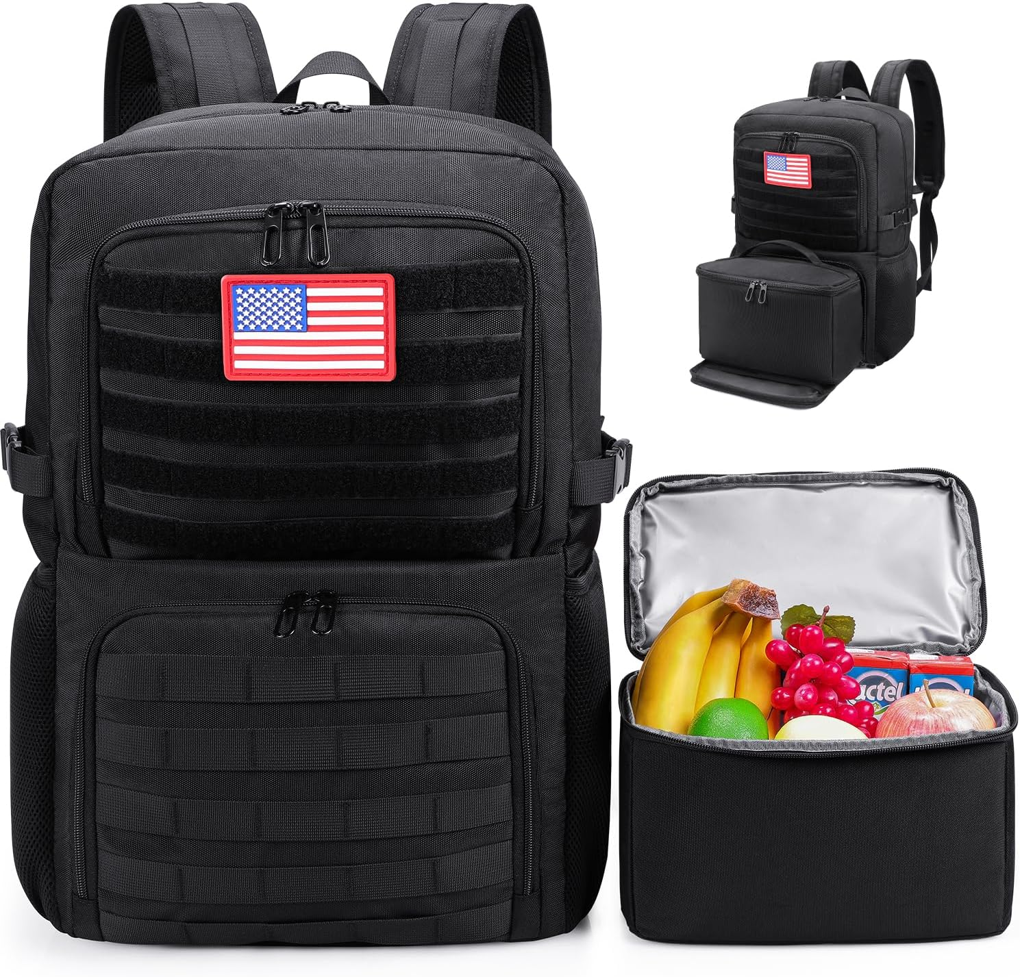 BERTASCHE Backpack with Lunch Box for Men, Khaki, L-15.6 Inch