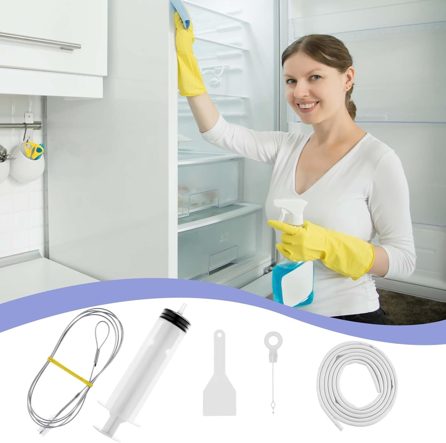 5 PCS 45'' Sunroof Drain Cleaning Tool, Fridge Water Line Cleaner Compatible with Lines for 1.4 M/54 In, for Cleaning Water Dispenser, Refrigerator, Car Sunroof Drain Holes image number 1