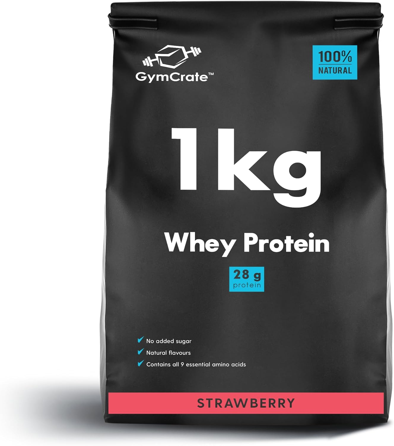 Gymcrate Strawberry Whey Protein Powder (1Kg) | Whey Protein Isolate & Concentrate Blend | 28G Protein per Serving | 28 Servings | Lean Muscle Support for Bodybuilders, Gym-Goers | Vegetarian Sports Nutrition Supplement image number 3