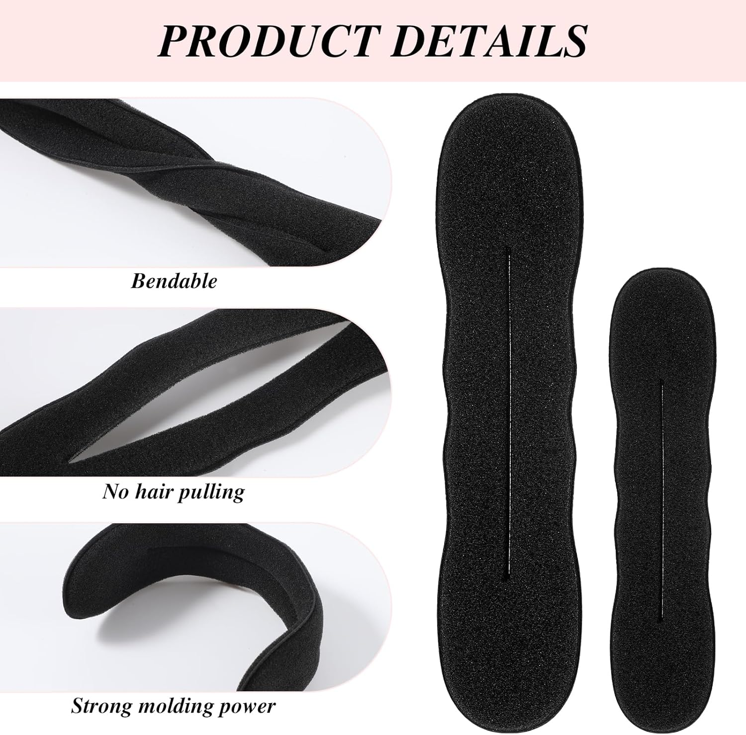 11Pcs Hair Bun Maker Kit, (3 Large, 4 Small) Soft Foam Sponge Buns with 3Pcs Twist Hair Tool and Comb, Reusable Flexible Hair Bun Donut for Women Updos, Ballet Buns, Waves Style image number 4