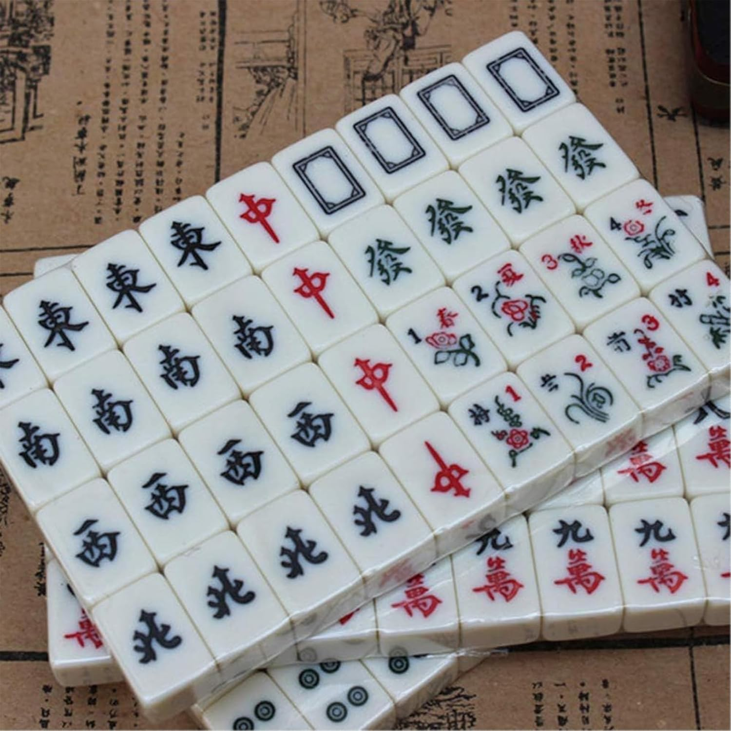Chinese Traditional Mahjong Game Set, 144 PCS Mahjong Tile Set for Travel Family Party Game image number 4