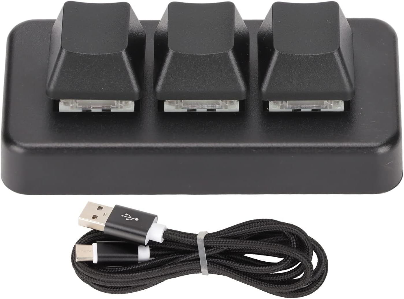 3 Key Keypad, Macro Keypad for Computer, Mechanical Gaming Keyboard USB Game Keyboards Wired RGB Keypad with Programmable Desig (Black) - White image number 2