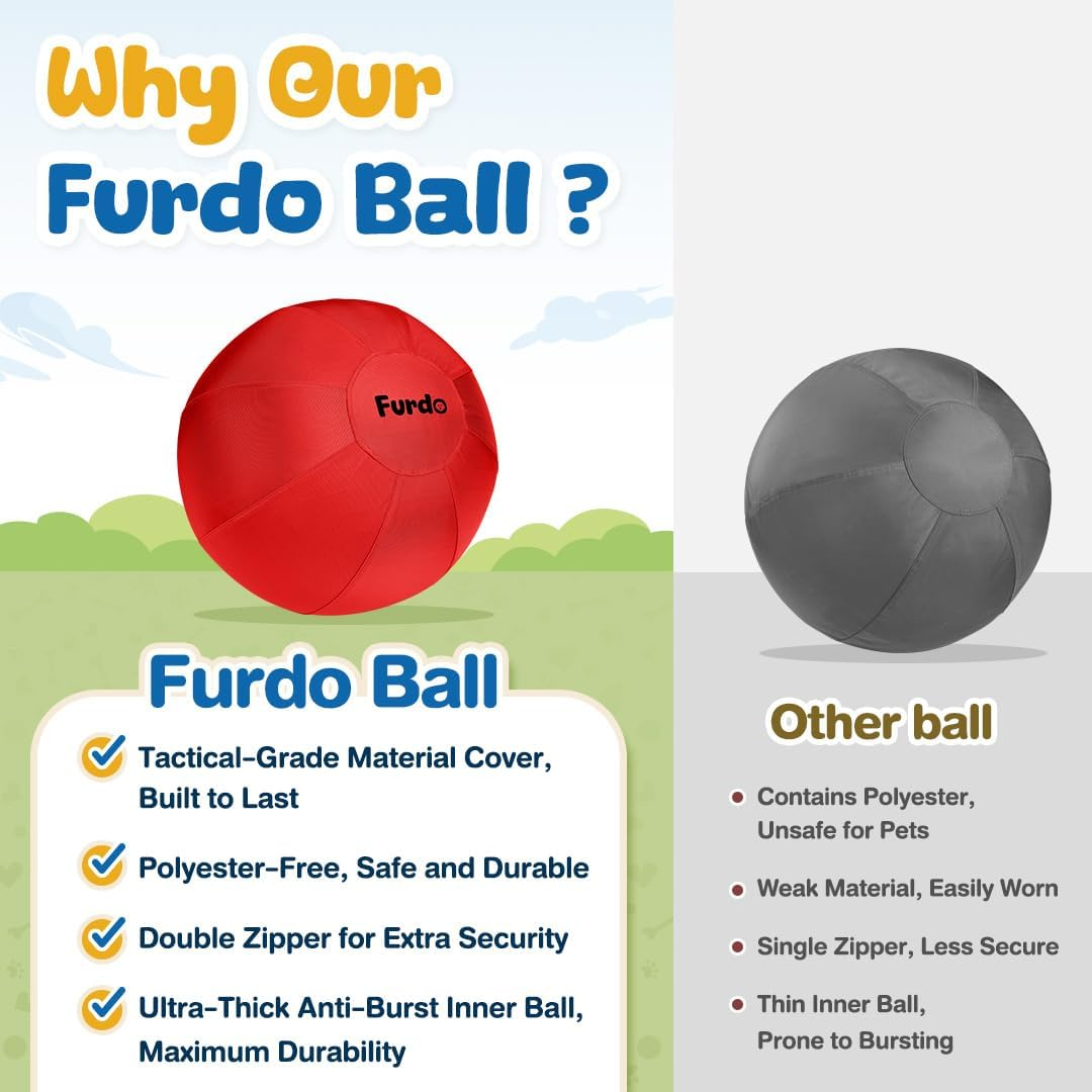 Furdo 25" Herding Ball for Dogs, for Australian Shepherd, for Cattle Dogs, for Border Collie, for Blue Heelers & Other Medium to Large Dogs, Herding Dog Ball, Herding Dog Toys, Horse Ball - Red image number 1