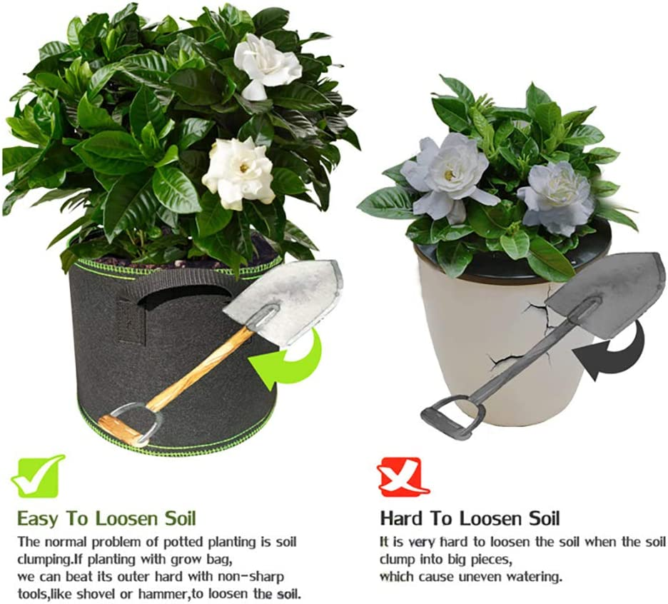 5 Pack 10 Gallon Grow Bags Heavy Duty Thickened Nonwoven Aeration Fabric Pots with Handles, Indoor Garden Planter Bags for Vegetable,Flower, Herbs, Home Decoration, Plant Grow Bags image number 6