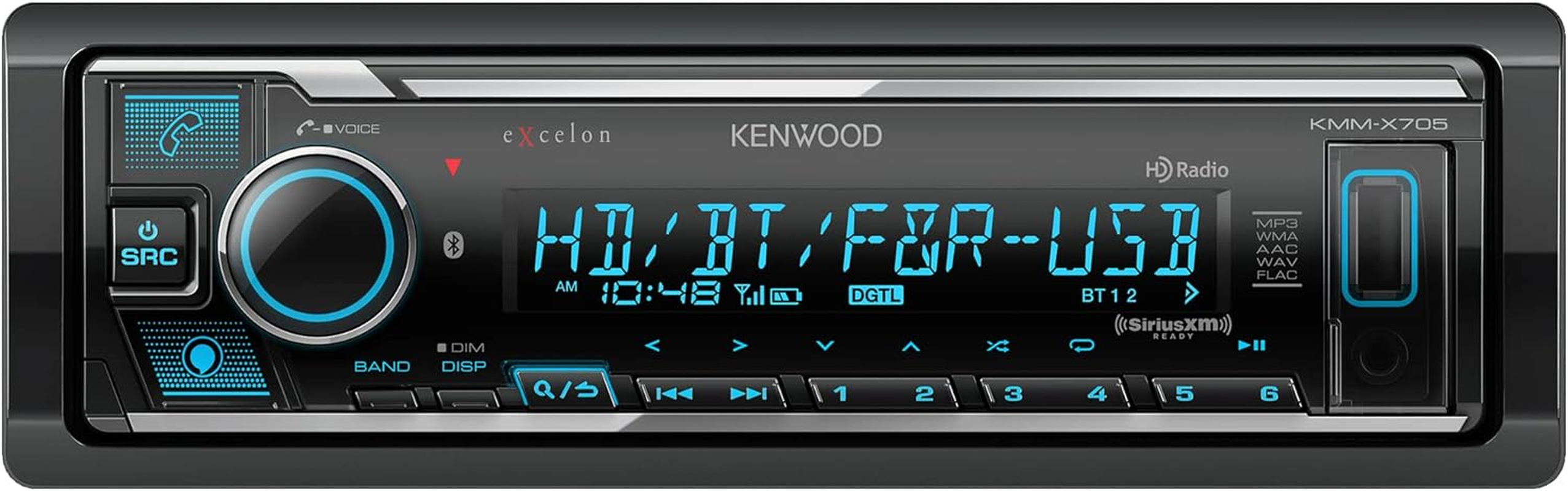 Kenwood KMM-X705 Excelon Digital Multimedia Car Stereo - Single DIN with Bluetooth, AM/FM HD Radio, Alexa Built In, Variable Color, Siriusxm image number 1