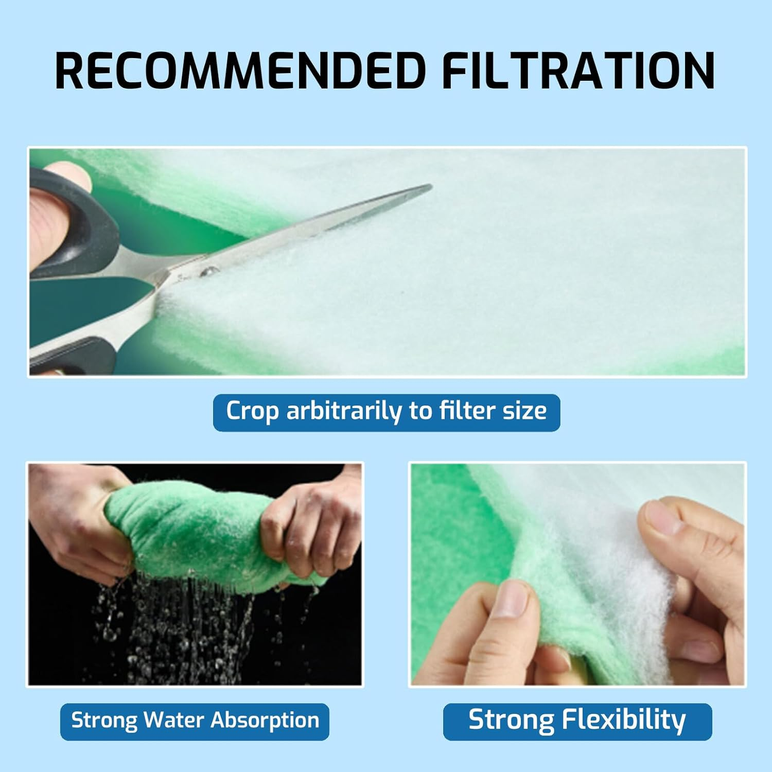 Dual Density Aquarium Filter Sponge Pad &ndash; High Porosity Biological Filter Media for Fish Tank, Canister & Pond Filters &ndash; Reusable & Durable Filter Floss​ image number 4