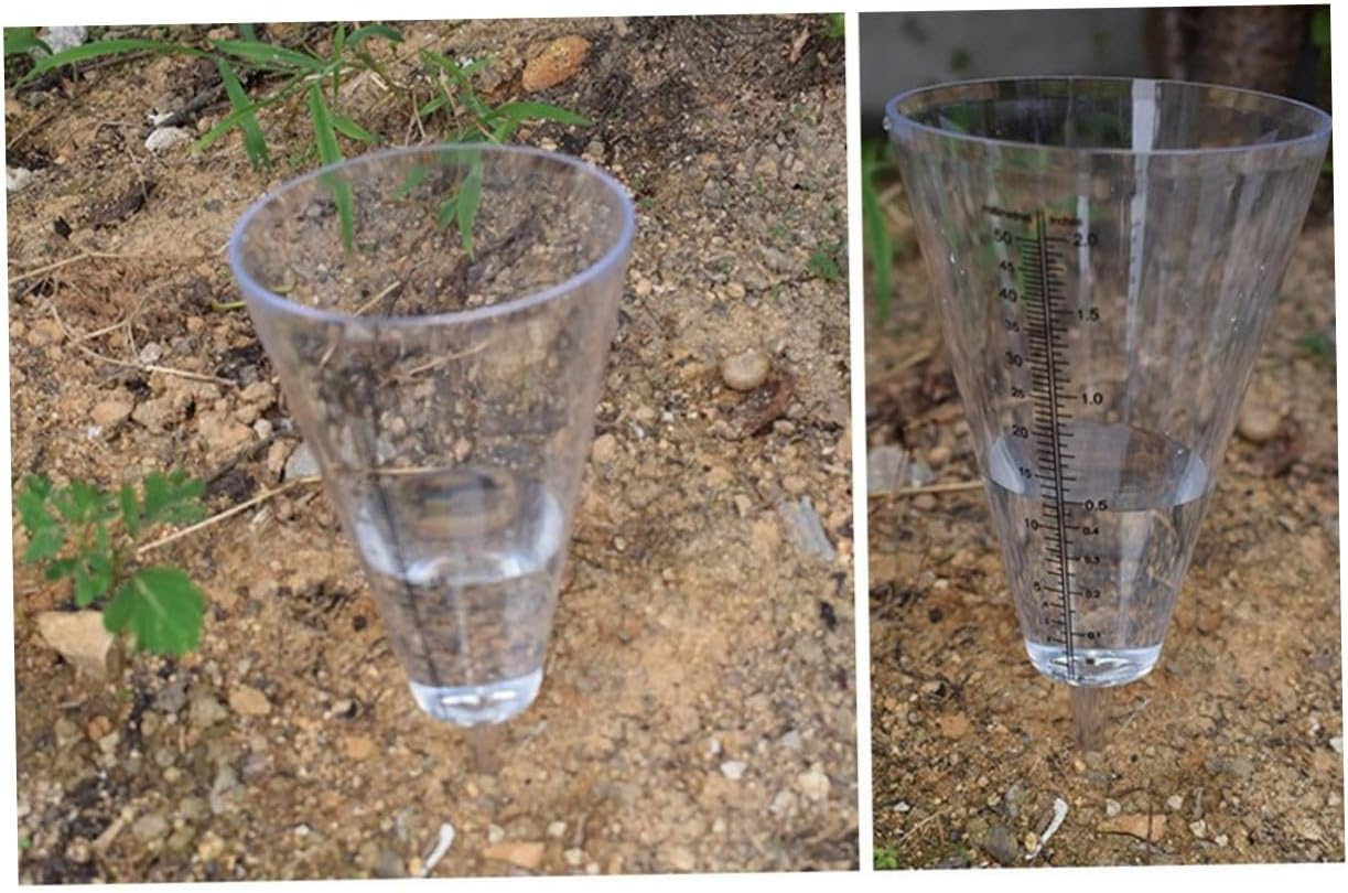 Homoyoyo 3Pcs Cone Shape Rain Gauge with Clear Graduated Measuring Cups for Garden Lawn Outdoor Use Plastic Rainfall image number 2