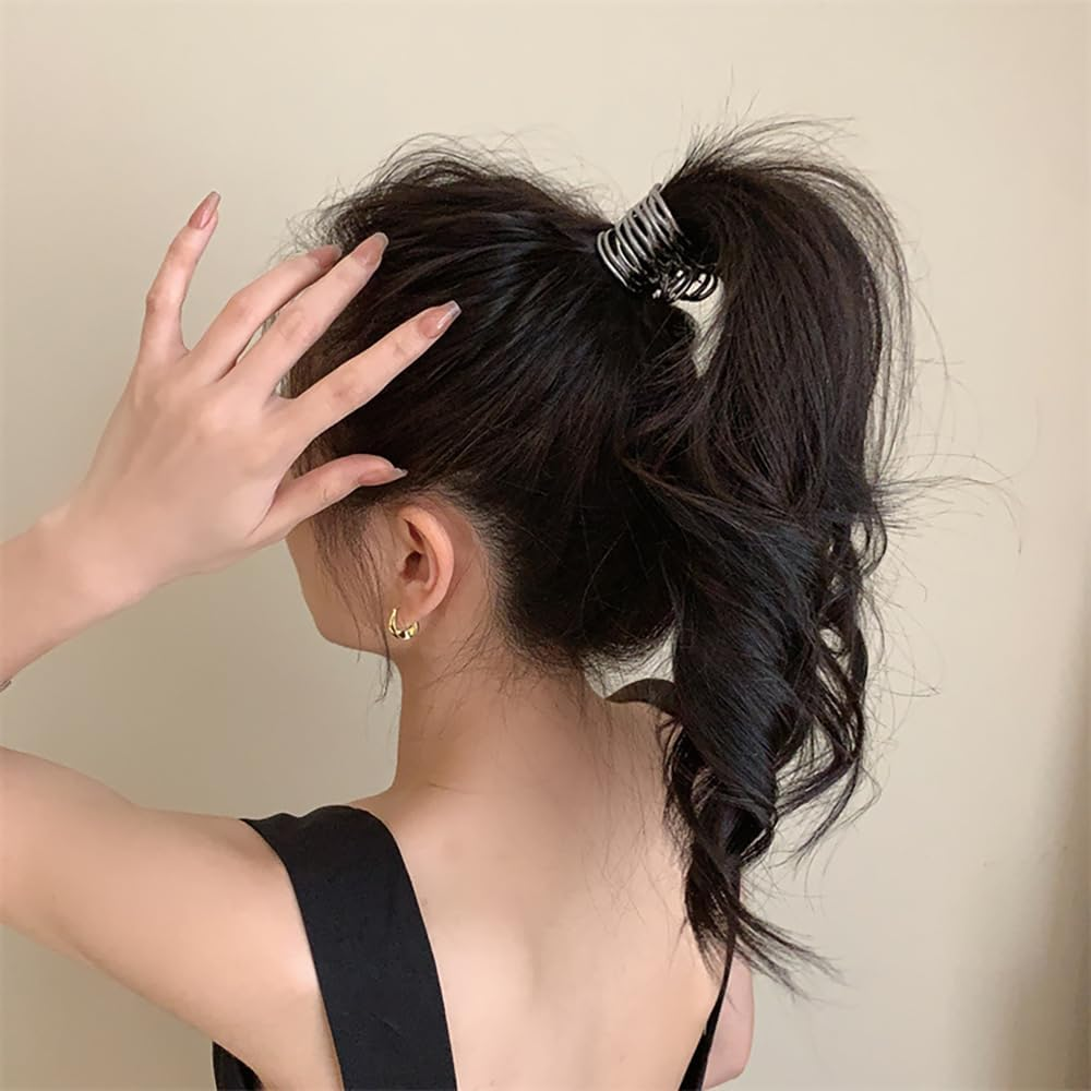 Pack of 2 Metal Hair Clips, Ponytail Hair Clips for Long Hair, Non-Slip Hollow Small Hair Clip, Black Hair Clip, Silver Claw Clip for High Ponytail, Women, Girls, Hair Accessories image number 4