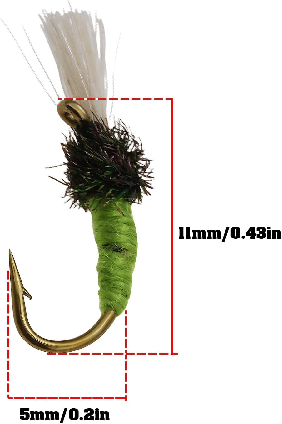 Create Idea 10Pcs Nano Fly Worm Hook Fake Fish Bait Fishing for Whitebait - 5X12Mm image number 7