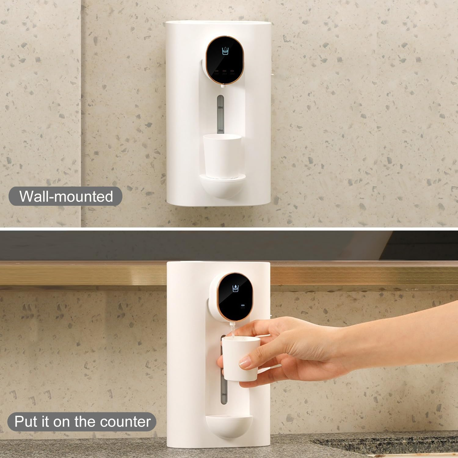 Mouthwash Dispenser, Automatic Touchless Mouthwash Dispenser for Bathroom, 3-Mode Adjustable, 540Ml Mouth Wash Dispenser with 2 Magnetic Cups, Wall Mounted, White image number 2