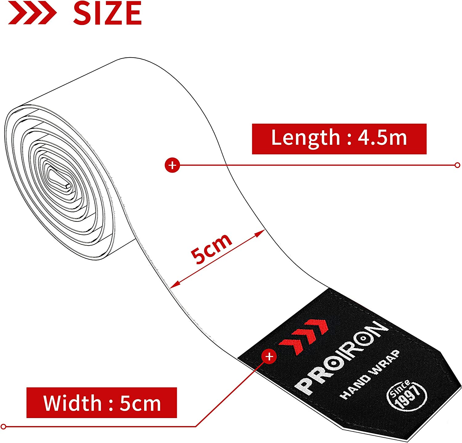 PROIRON Boxing Hand Wraps, Boxing Bandages Inner Gloves with Extra Wide Closure, Fist Wrist Protector for Men Women Kids, Great for MMA Boxing Training Gym Fitness 4.5M/2.5M (Pair) image number 2