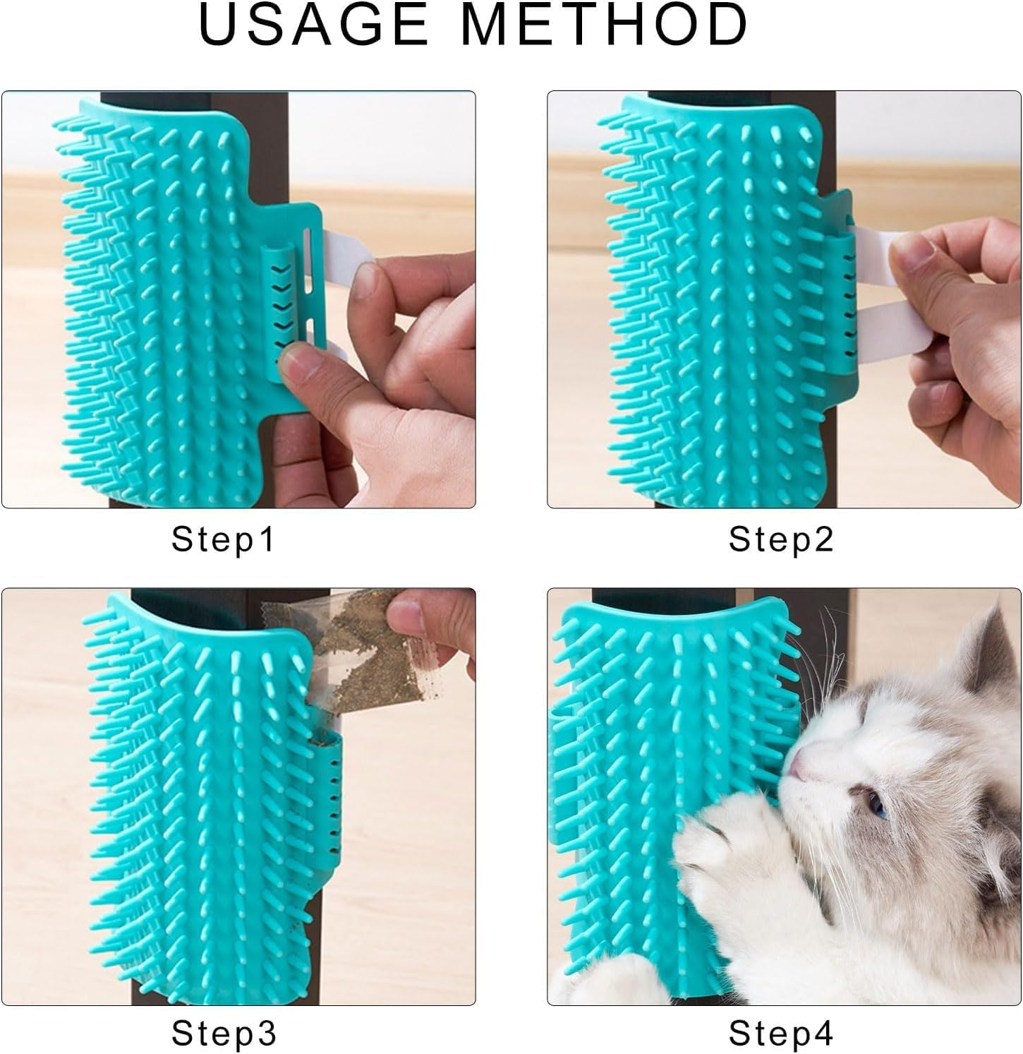 Cat Corner Grooming Brush, Cat Scratching Brush Tickling Comb, 2Pcs Silicone Pet Wall Corner Tickling Artifact Massage Brushes Scratcher Corners Tickling Brushes image number 3