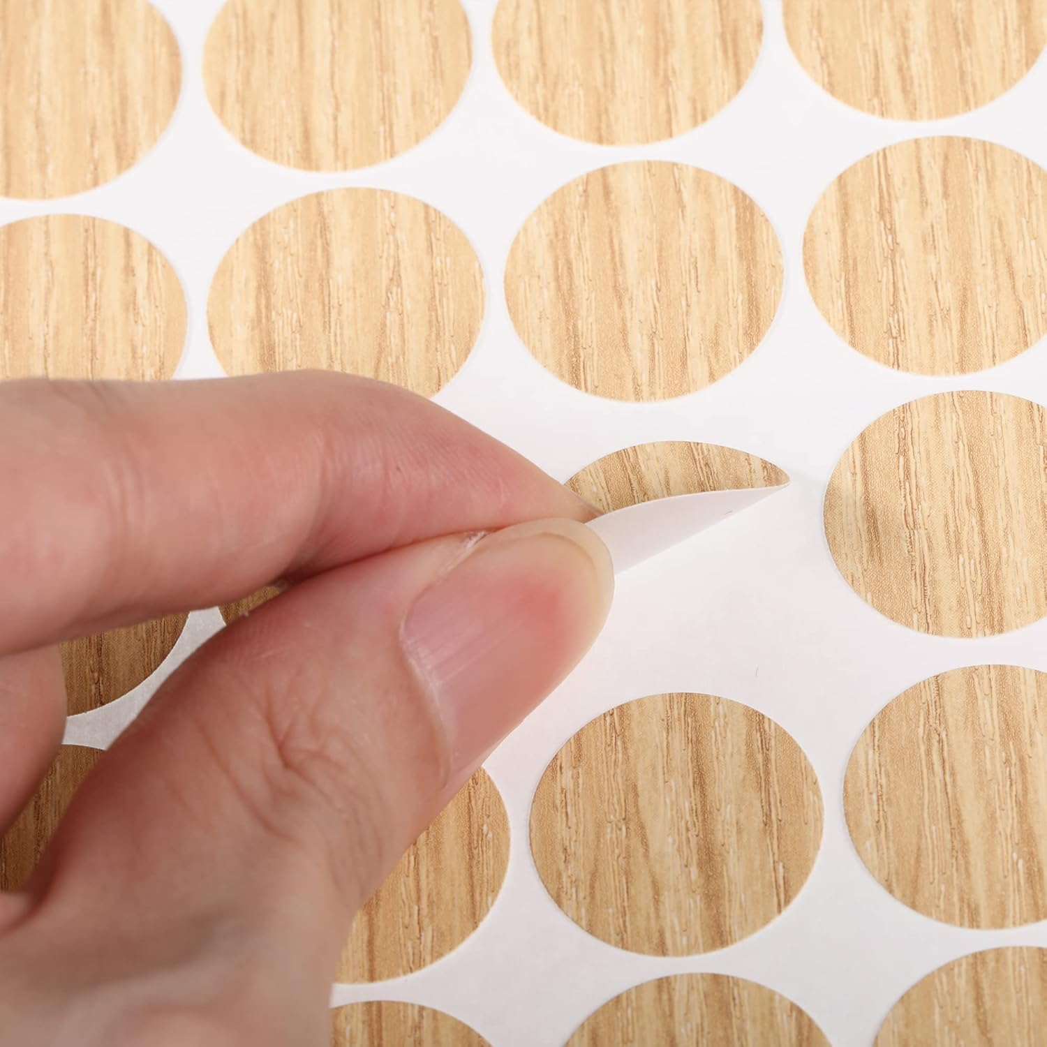 Screw Hole Stickers Self Adhesive 162 Pcs 21Mm round Oak Deep PVC Furniture Screw Cover Stickers image number 3