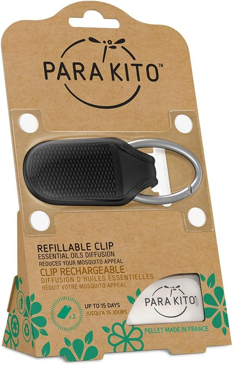 PARAKITO Mosquito Clip - anti Mosquito Devices - W/Natural Essential Oils, Mosquito Free Travel & Camping, Attaches to Travel Backpack, Camping Backpack, Travel Accessories, Waterproof (Black)