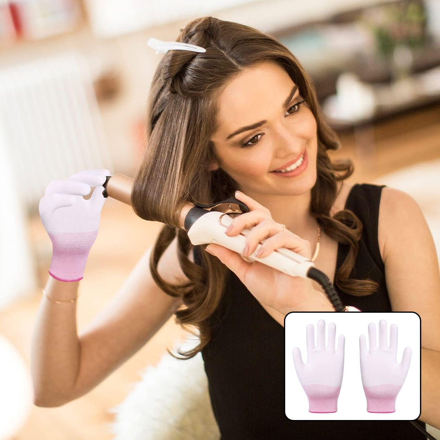 3 Pieces Curly Hair Gloves, Heat Resistant Gloves, Hairdressing Salon Tools, Non Slip Gloves image number 5