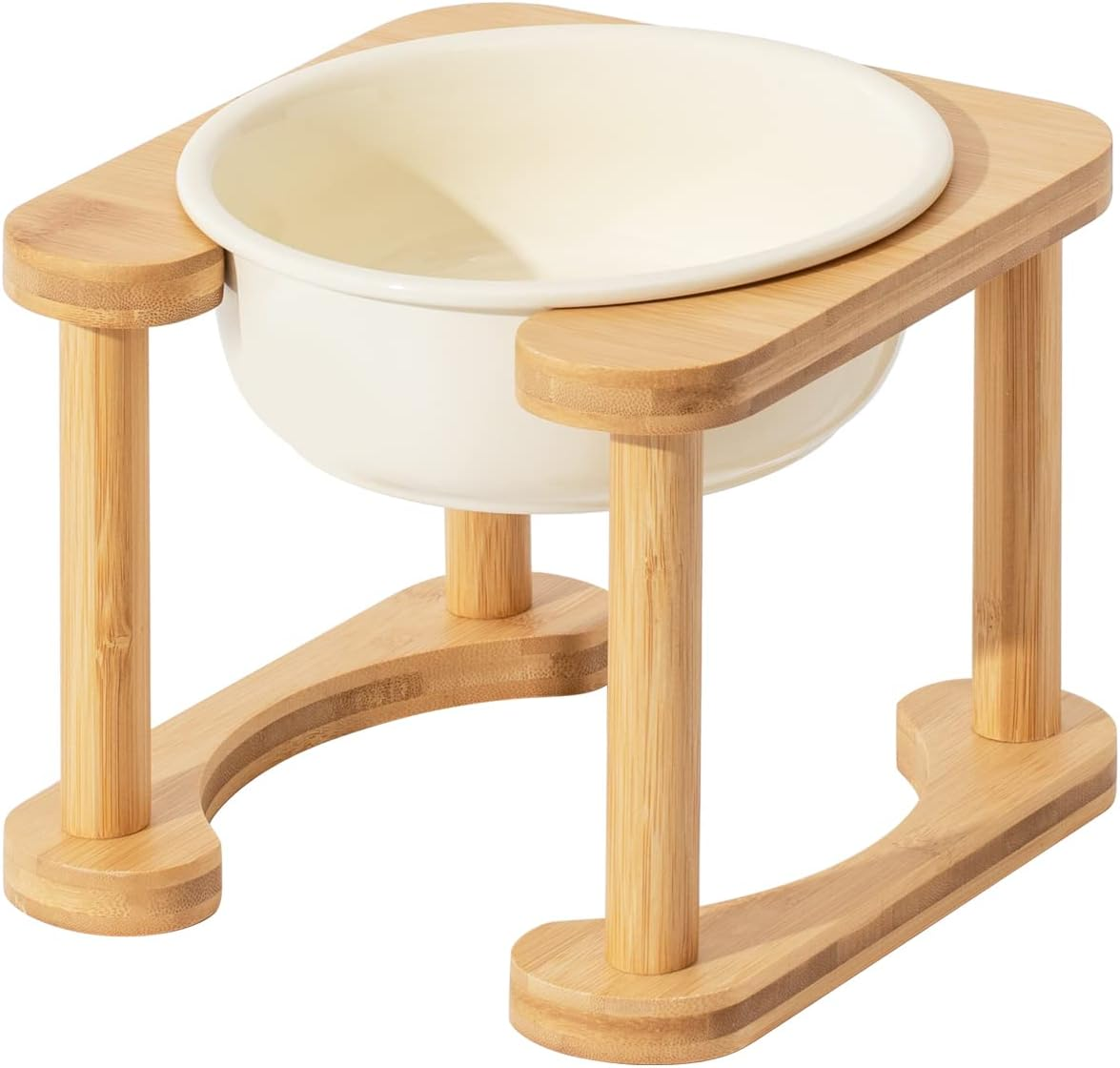 Havniva Ceramics Raised Dog Bowl with Non-Slip Stand Elevated Dog Bowl for Medium Dog Food and Water Bowl Dog Dish Pet Feeding Bowl (Single 6.9" Bowl, Cream White) image number 5