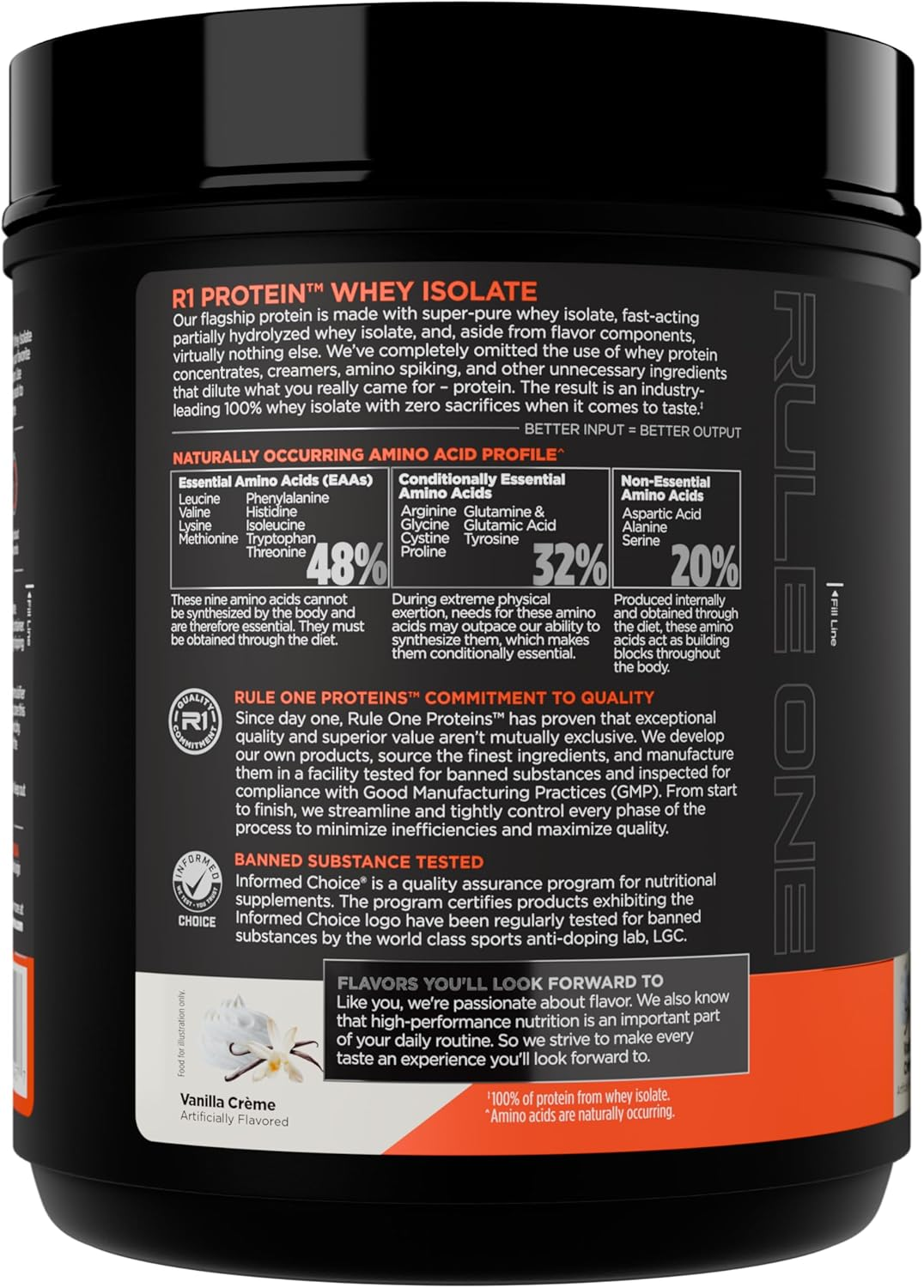 Rule 1 100% Whey Protein Isolate and Hydrolysate Protein Powder 1 Lb, Vanilla Creme (15 Servings) image number 3